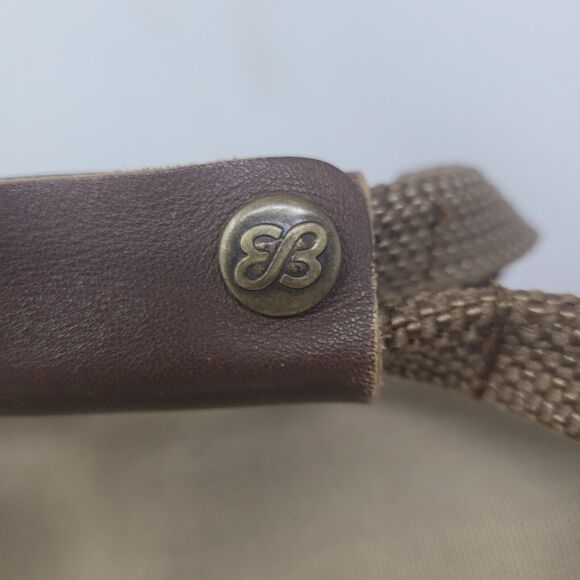 Vtg Eddie Bauer Ford Leather Trim Khaki Tan Canvas Duffle Bag Carry On 22x12x12 - Picture 4 of 12